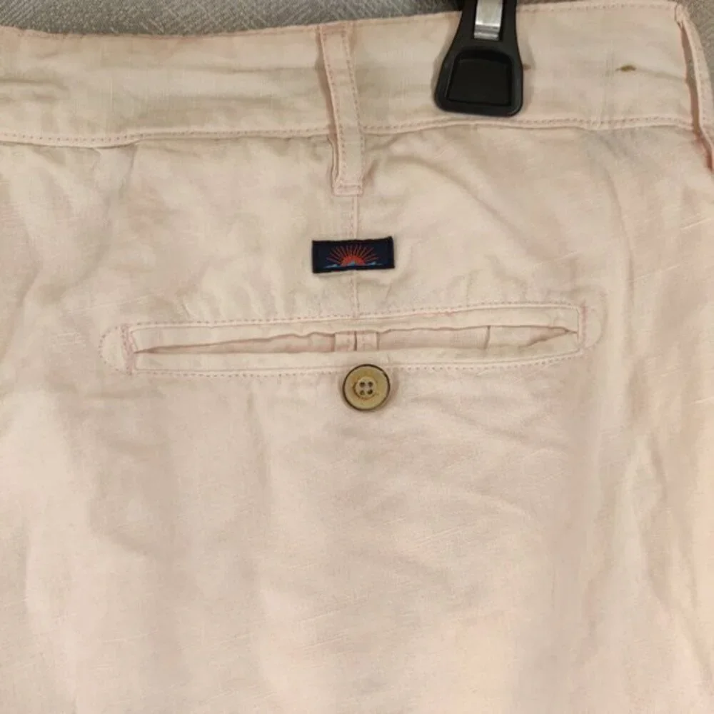 Faherty Linen Cotton Shorts Mens 35‎ Pink Solid Flat Front Casual Summer Beach